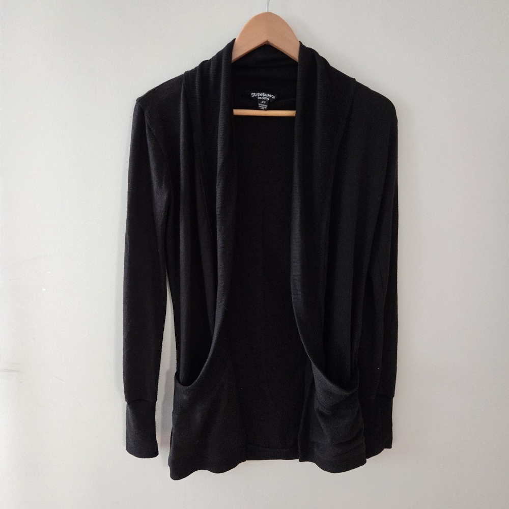 Streetwear society drapey black long cardigan small